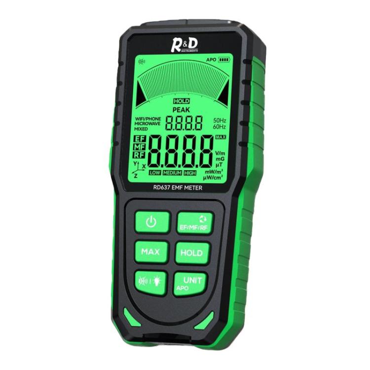 R&D INSTRUMENTS RD637 3 In 1 Digital Display Alarm Rechargeable Electromagnetic Radiation Tester, RD637 RD637