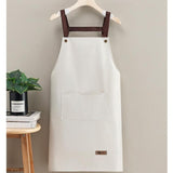 Waterproof Oil-Resistant Apron with Button Decoration Adjustable H-Back Straps