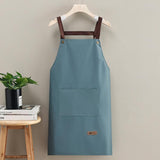 Waterproof Oil-Resistant Apron with Button Decoration Adjustable H-Back Straps