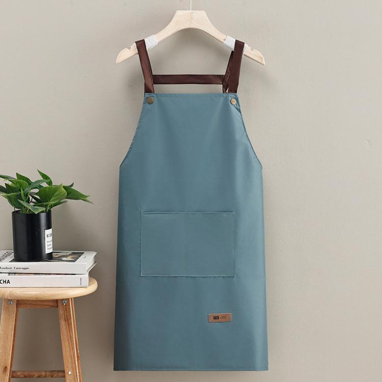 Waterproof Oil-Resistant Apron with Button Decoration Adjustable H-Back Straps
