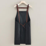 Waterproof Oil-Resistant Apron with Button Decoration Adjustable H-Back Straps