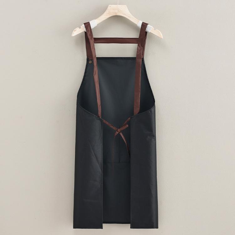 Waterproof Oil-Resistant Apron with Button Decoration Adjustable H-Back Straps