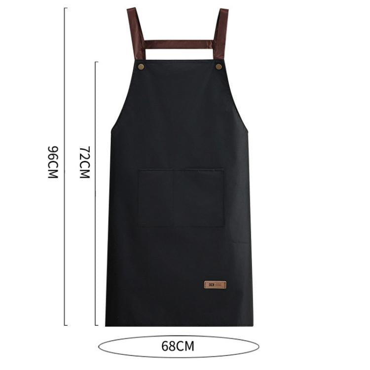 Waterproof Oil-Resistant Apron with Button Decoration Adjustable H-Back Straps