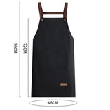 Waterproof Oil-Resistant Apron with Button Decoration Adjustable H-Back Straps