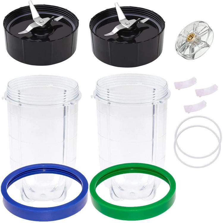 12 In 1 Replacement Parts Set for Magic Bullet 250W Personal Blender Includes 16oz Cup, Blade Base, Sealing Ring