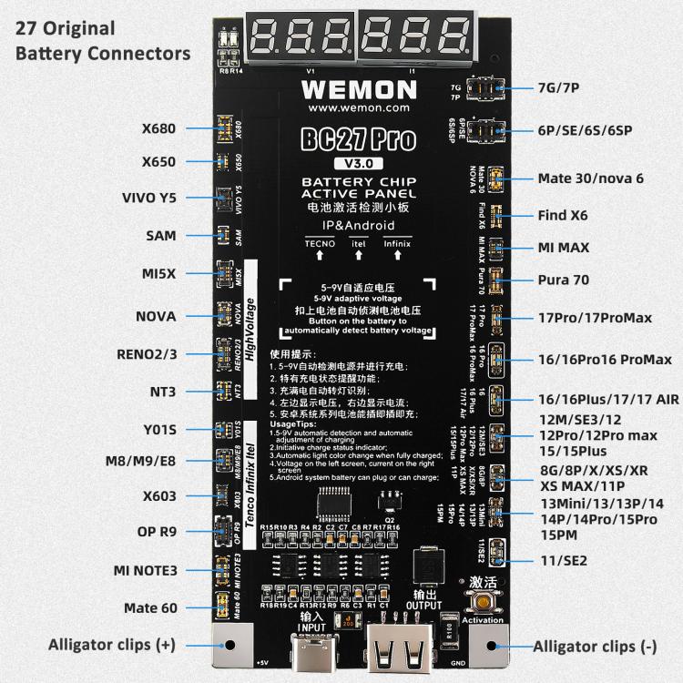 WEMON BC27 Pro V3.0 Battery Activator Board For IPhone 6 To 17 Series & Android Devices, BC27 Pro V3.0