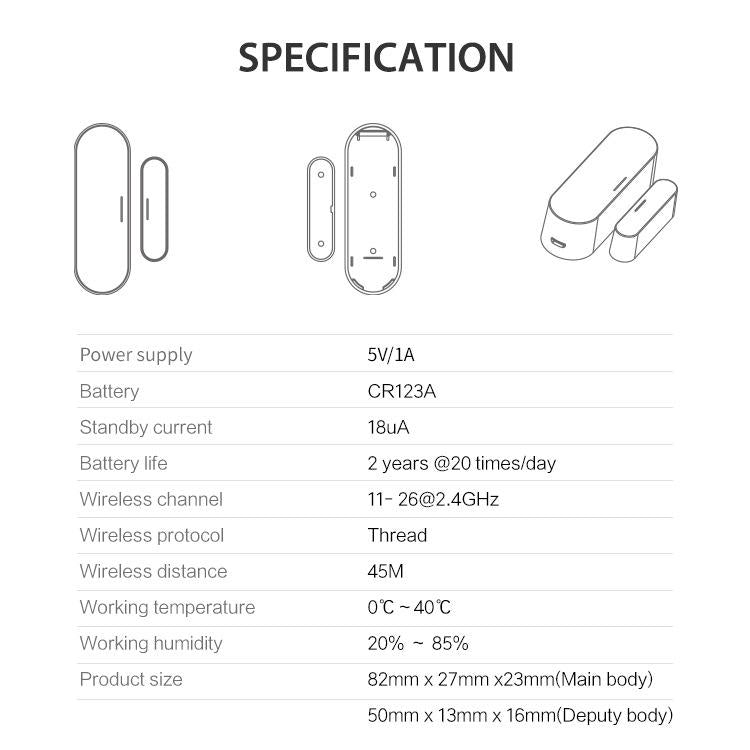 Matter Thread Door/Window Sensor Compatible With Tuya Smart Home System, Door/Window Sensor
