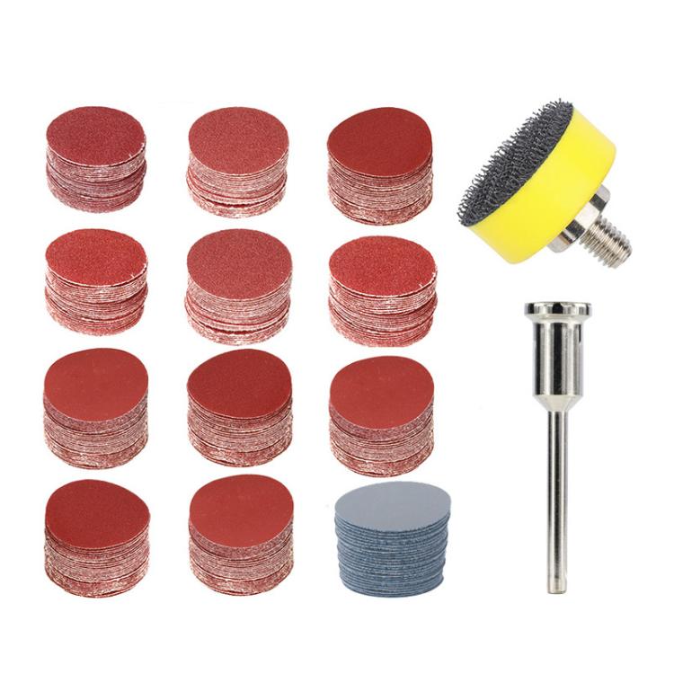 1 Inch Flocked Sandpaper Sheets Sanding Disc Pad 3.175mm Round Shank Polishing Kit For Metal & Jade Polishing, 102pcs