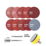 1 Inch Flocked Sandpaper Sheets Sanding Disc Pad 3.175mm Round Shank Polishing Kit For Metal & Jade Polishing, 102pcs