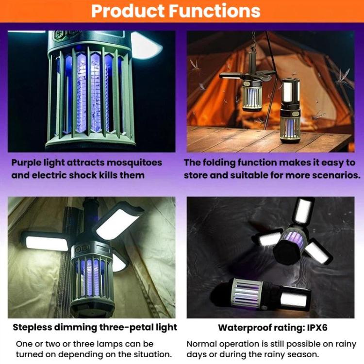 SB-6532 Foldable Lighting Mosquito Killer Lamp With Hook IPX6 Waterproof Portable Outdoor Mosquito Repellent, SB-6532