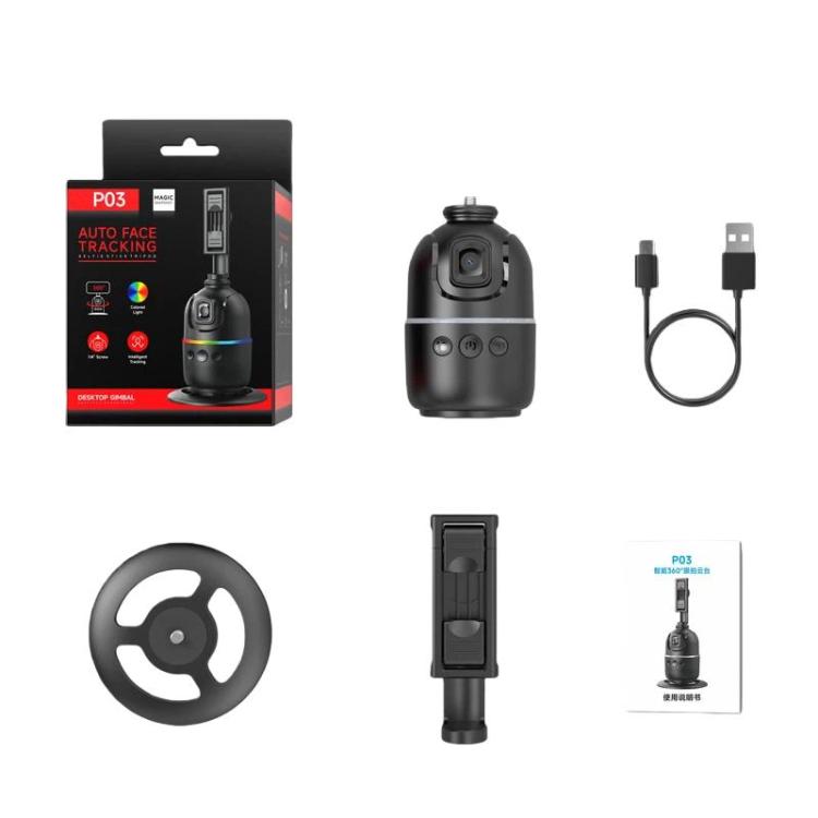 Human Tracking Anti-Shake Gimbal With Status Light Face Recognition Live Streaming Camera Stabilizer, P03