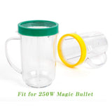 For Magic Bullet 250W Blender 4-Pack 16OZ Cups with Handles & Colored Lip Rings Replacement