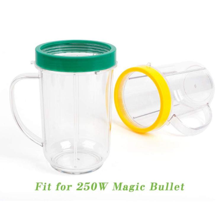 For Magic Bullet 250W Blender 4-Pack 16OZ Cups with Handles & Colored Lip Rings Replacement