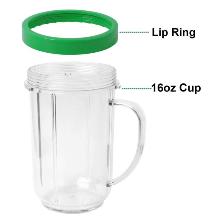 For Magic Bullet 250W Blender 4-Pack 16OZ Cups with Handles & Colored Lip Rings Replacement