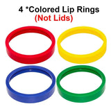 For Magic Bullet 250W Blender 4-Pack 16OZ Cups with Handles & Colored Lip Rings Replacement