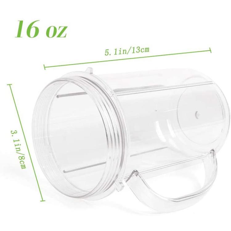 For Magic Bullet 250W Blender 4-Pack 16OZ Cups with Handles & Colored Lip Rings Replacement