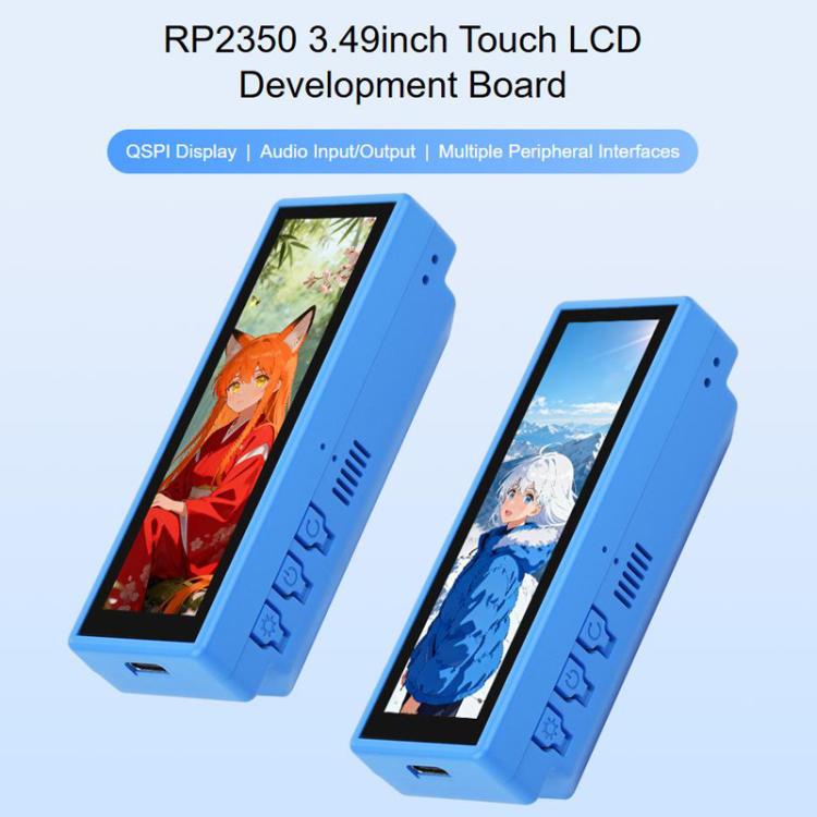 WAVESHARE 3.49 Nch Capacitive Touch Display RP2350 High Performance Development Board 172 X 640 Dual Core Dual Architecture, With Lithium Battery, No Lithium Battery