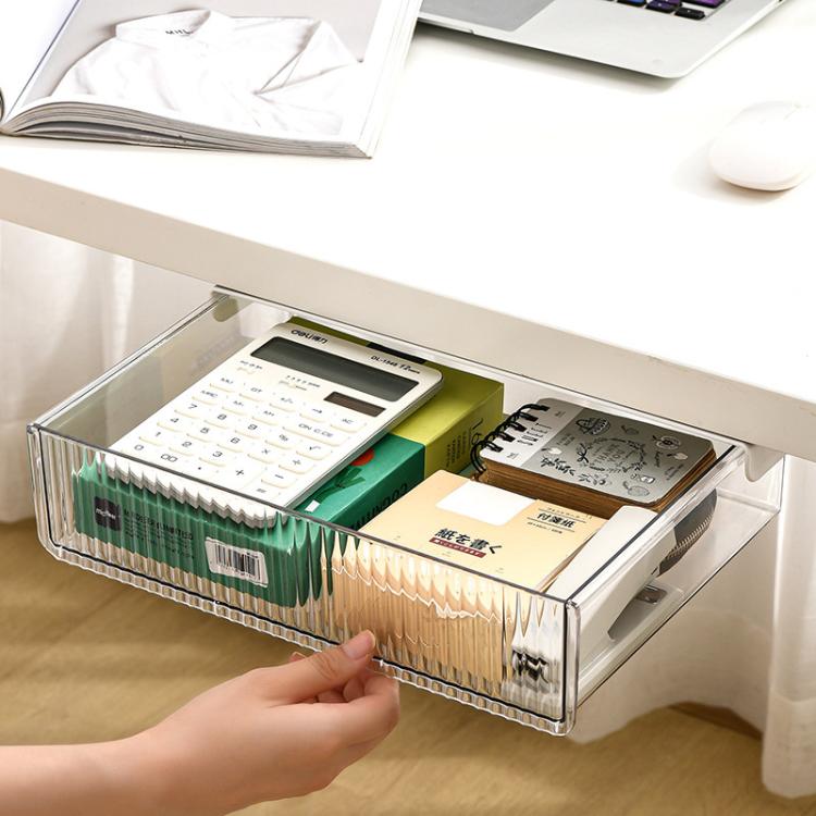Under Desk Hidden Drawer Organizer Invisible Storage Box for Stationery and Office Supplies, Medium Clear, Medium Clear Black, Large Clear, Large Clear Black, XL Clear, XL Clear Black