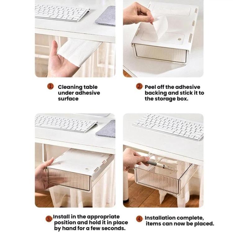 Under Desk Hidden Drawer Organizer Invisible Storage Box for Stationery and Office Supplies, Medium Clear, Medium Clear Black, Large Clear, Large Clear Black, XL Clear, XL Clear Black