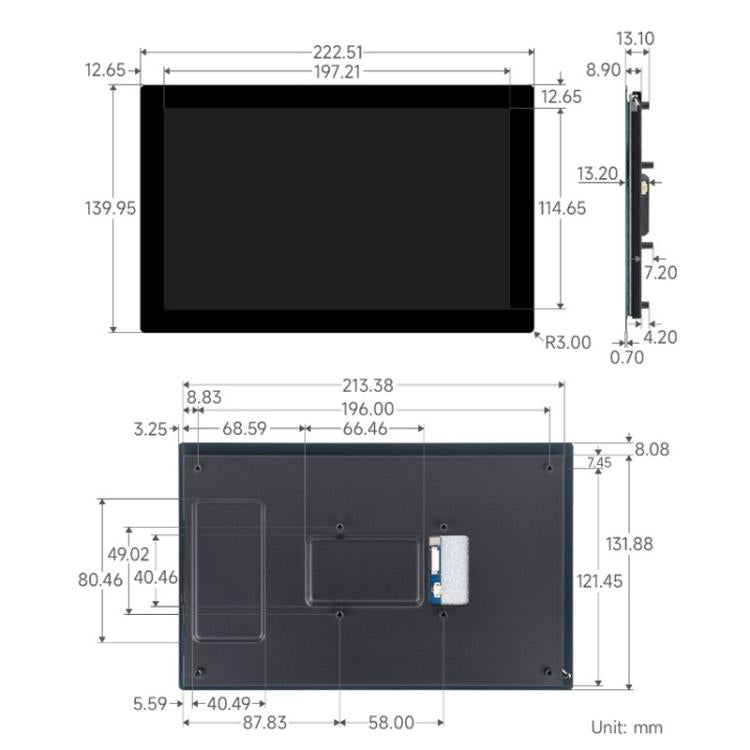 9 inch DSI High Color Gamut Touch Screen 720x1280 Pixel IPS Tempered Glass Panel Support 10 Points Touch, 32772