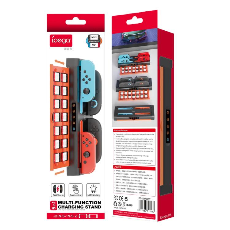 For Nintendo Switch 2 / Switch Joy-Con Ipega Charging Dock Game Card Holder, 8-in-1