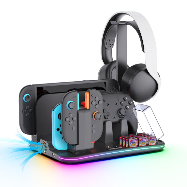 ipega 12-in-1 Multi-Function Charging Dock for Nintendo Switch 2/Switch Joy-Con Charging, Pro Controller Dock, Cooling Fan, Game & Headset Storage Organizer, 12-in-1