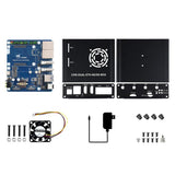 For Raspberry Pi CM5 WAVESHARE Dual Network Port Expansion Board Support 4/5G Communication Module, EU Plug, US Plug, UK Plug