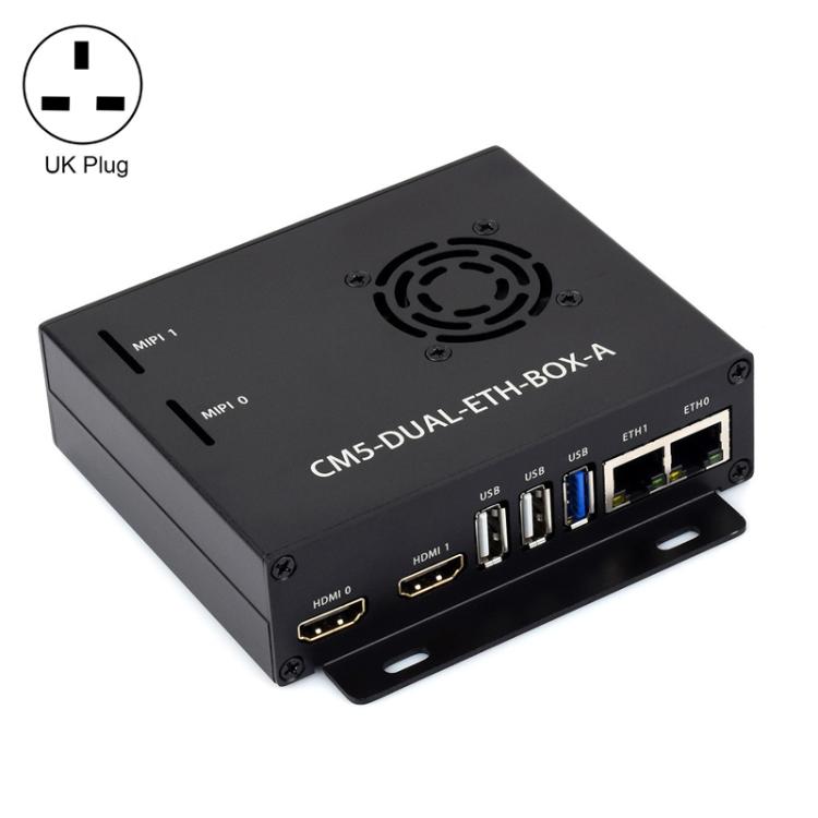 For Raspberry Pi CM5 WAVESHARE Gigabit / 2.5G Dual Network Port Expansion Board Support Access To RJ45 And Dual 4K Outputs, US Plug, EU Plug, UK Plug