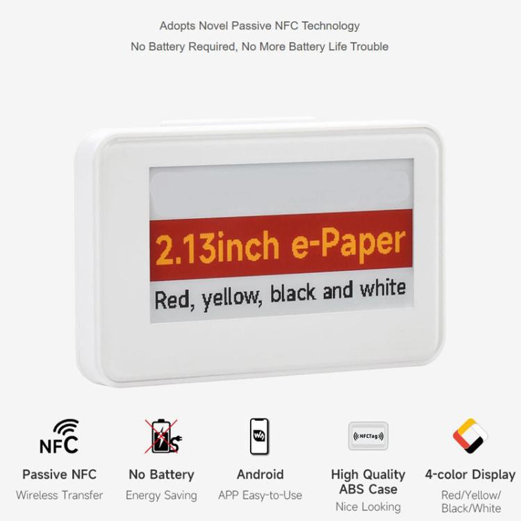 2.13 Inch Passive NFC Red Yellow Black White Ink Screen, 32814