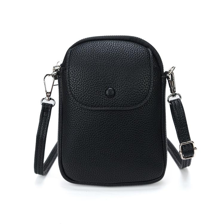 Women Solid Color Pebble Grain Flap Phone Bag Versatile Commuting Shoulder Crossbody Bag