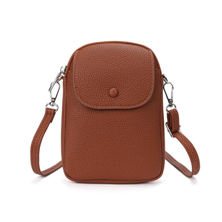 Women Solid Color Pebble Grain Flap Phone Bag Versatile Commuting Shoulder Crossbody Bag