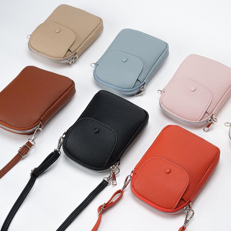 Women Solid Color Pebble Grain Flap Phone Bag Versatile Commuting Shoulder Crossbody Bag