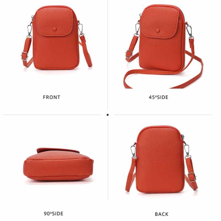 Women Solid Color Pebble Grain Flap Phone Bag Versatile Commuting Shoulder Crossbody Bag