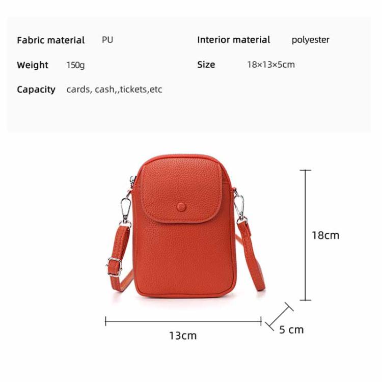 Women Solid Color Pebble Grain Flap Phone Bag Versatile Commuting Shoulder Crossbody Bag