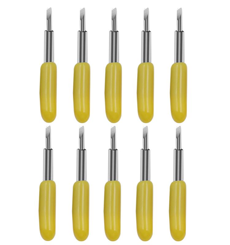 10pcs For Roland Engraving Cutter Engraving Machine Accessories Consumables Engraving Machine Cutter, 30 Degrees Yellow, 45 Degrees Red, 60 Degrees Blue