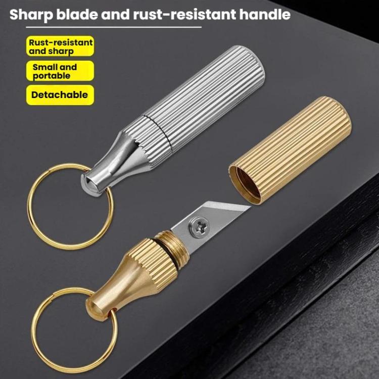 2pcs Capsule Engraving Knife Mini Portable Keychain Brass Small Engraving Knife, Gold+Silver