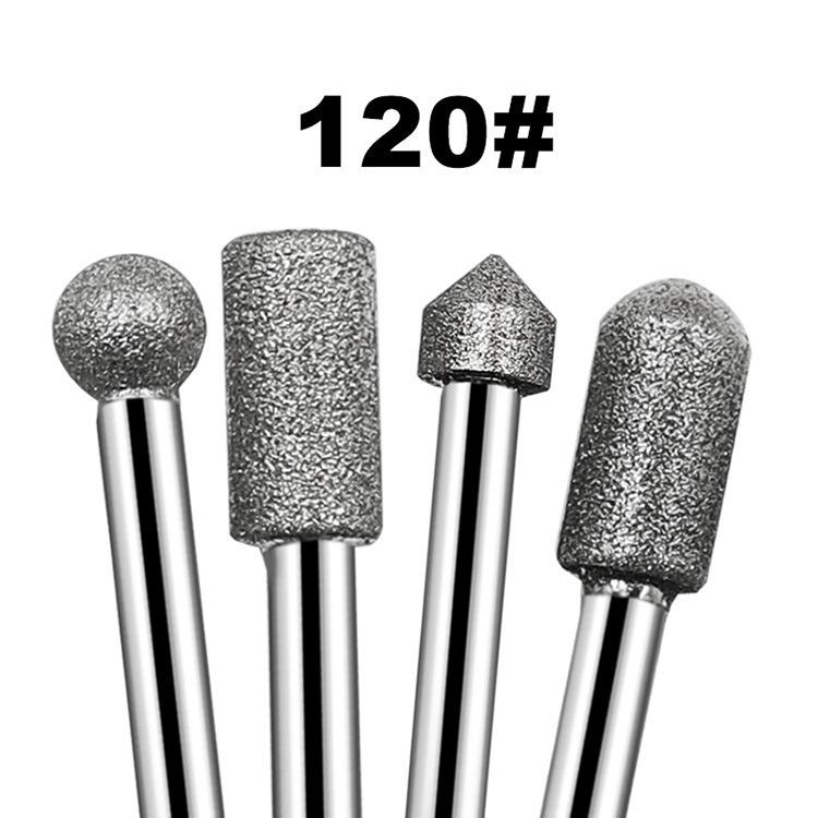 20pcs /Pack 6mm Shank Diamond Grinding Heads Jade Carving Tools Grinding Needles Diamond Grinding Rods, 20pcs