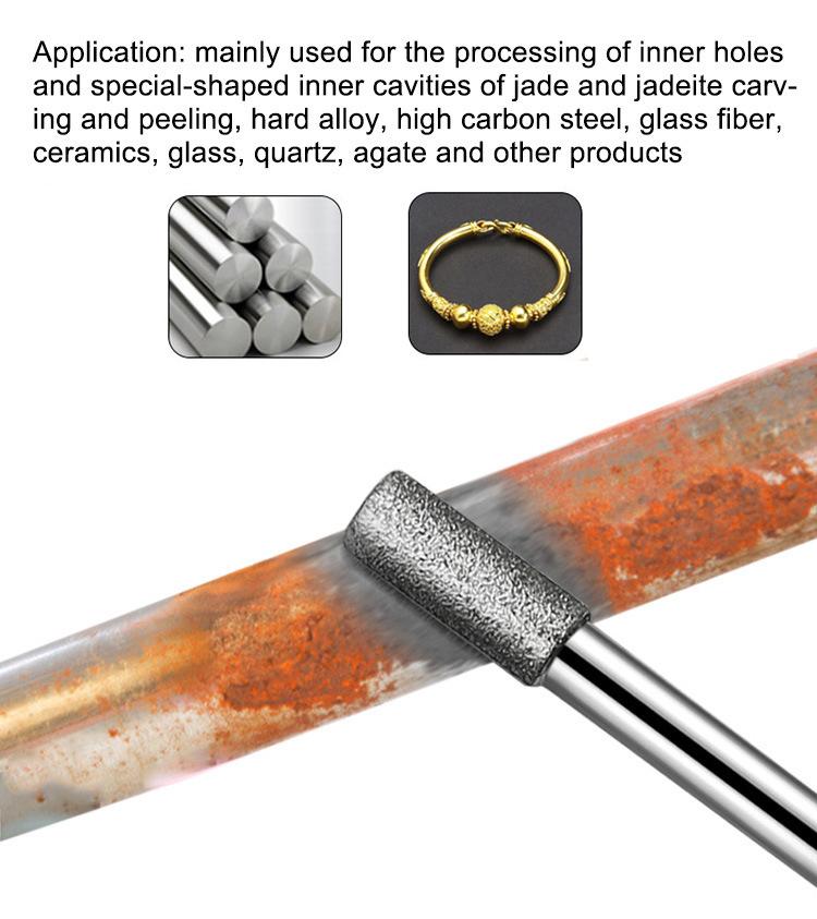 20pcs /Pack 6mm Shank Diamond Grinding Heads Jade Carving Tools Grinding Needles Diamond Grinding Rods, 20pcs