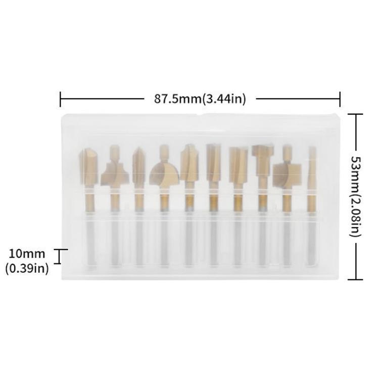 10pcs /Box Slotting Cutter Titanium Plated Sharpening Knife Woodworking Trimmer, High Speed Steel, Bearing Steel