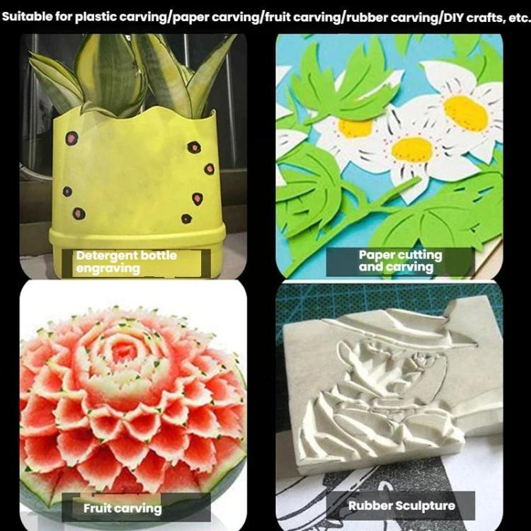 14pcs /Set Rubber Stamp Paper Cutting Carving Knife DIY Fruit Carving Knife, Pink, Black, Green