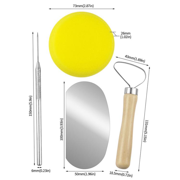 8pcs /Set Wooden Pottery Clay Carving Tools DIY Clay Tools Set, Original Wooden Color