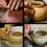 8pcs /Set Wooden Pottery Clay Carving Tools DIY Clay Tools Set, Original Wooden Color