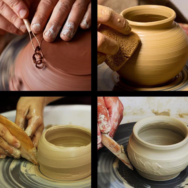 8pcs /Set Wooden Pottery Clay Carving Tools DIY Clay Tools Set, Original Wooden Color