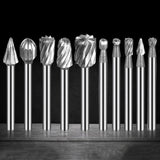 10pcs /Box HSS Rotary File Woodworking Tools Root Carving File, 10pcs /Box Rotary File