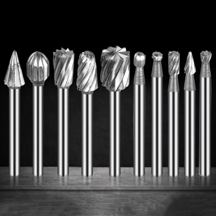 10pcs /Box HSS Rotary File Woodworking Tools Root Carving File, 10pcs /Box Rotary File