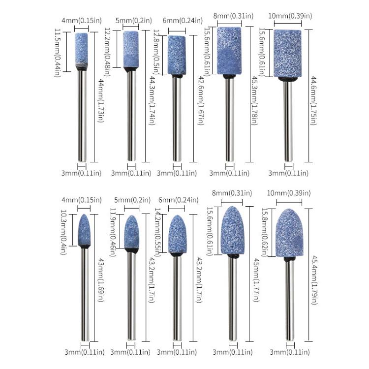 10pcs /Set 3mm Shank Flint Wheel Sanding Head Polishing Head, 10pcs /Set Pink, 10pcs /Set Blue