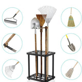 Metal Storage Rack Shelf Powder Coated Rustic Tool Rack Hoe Broom Shovel Storage Rack, Double Layer