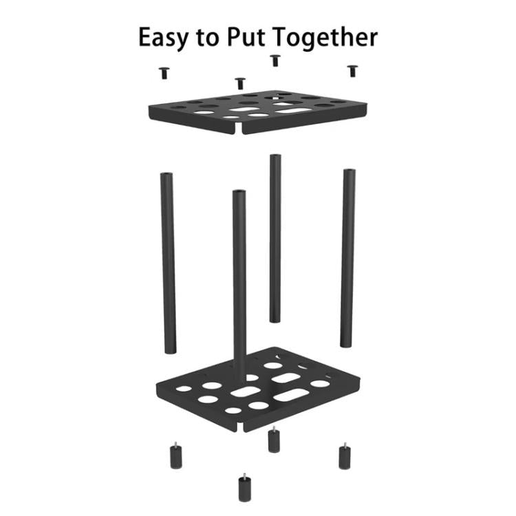 Metal Storage Rack Shelf Powder Coated Rustic Tool Rack Hoe Broom Shovel Storage Rack, Double Layer