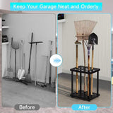 Metal Storage Rack Shelf Powder Coated Rustic Tool Rack Hoe Broom Shovel Storage Rack, Double Layer