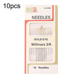 10sets Large-eyed Gold-tailed Needle 3/9 Fine Carbon Steel Hand Sewing Needle